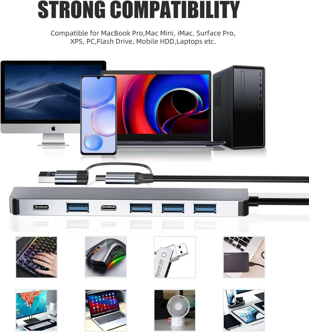 7 Port USB Hub